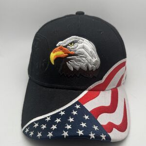 Bald Eagle American Flag Hat Cap Black God Bless America Patriotic USA CSI OSFM